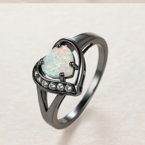Elegant Heart Opal and Diamond Women's Ring